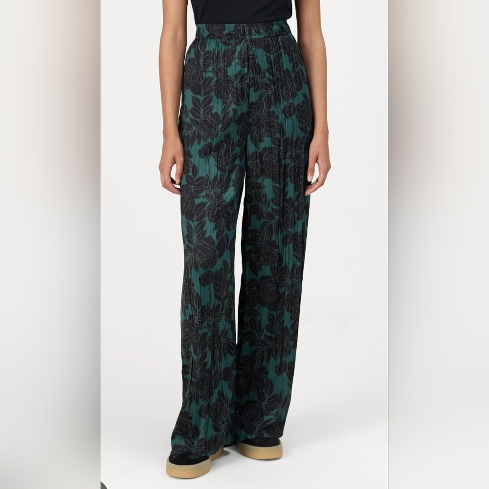 Gap Crinkle Satin Floral Wide Leg Pants